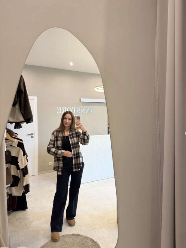 IMG_5231 Koszula w kratę 100% bawełna czekoladowo - niebieska