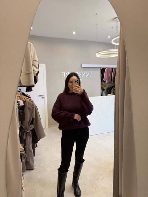 Sweter babyalpaca falbanka śliwka