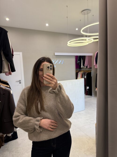 Sweter babyalpaca falbanka fango