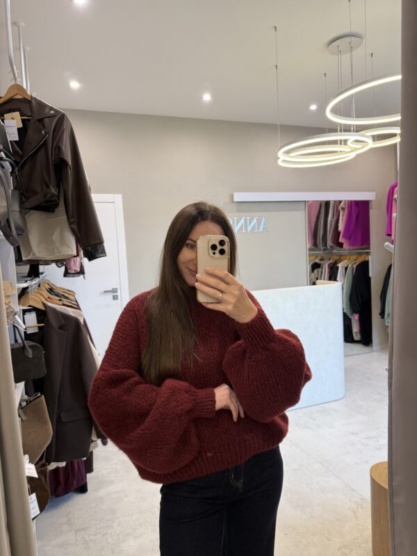 IMG_5443 Sweter oversizowy rękaw bordo