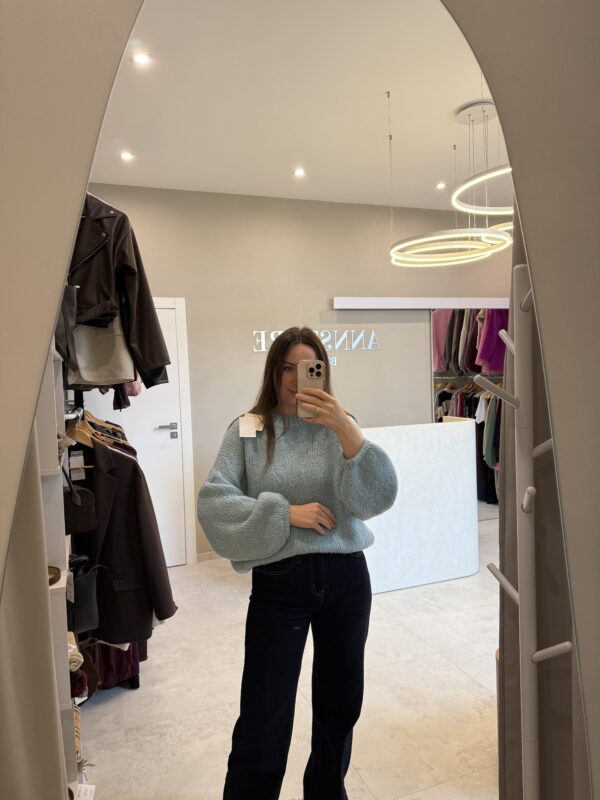 IMG_5529 Sweter z bufiastym rękawem błękitny