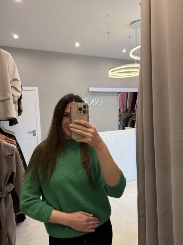 IMG_6434 Sweter babyalpaka rękaw 3/4 zielony