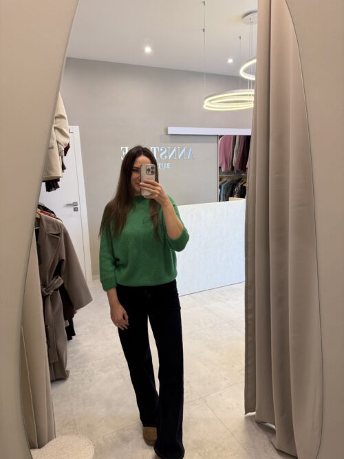 Sweter babyalpaka rękaw 3/4 zielony