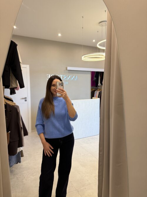 Sweter babyalpaka rękaw 3/4 niebieski