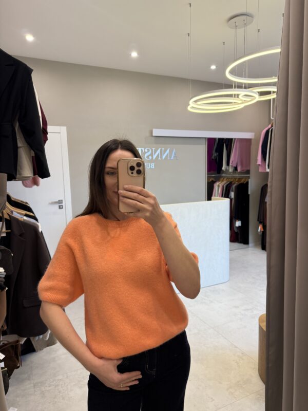 SWETER BABY ALPAKA KRÓTKI RĘKAW POMARAŃCZOWY