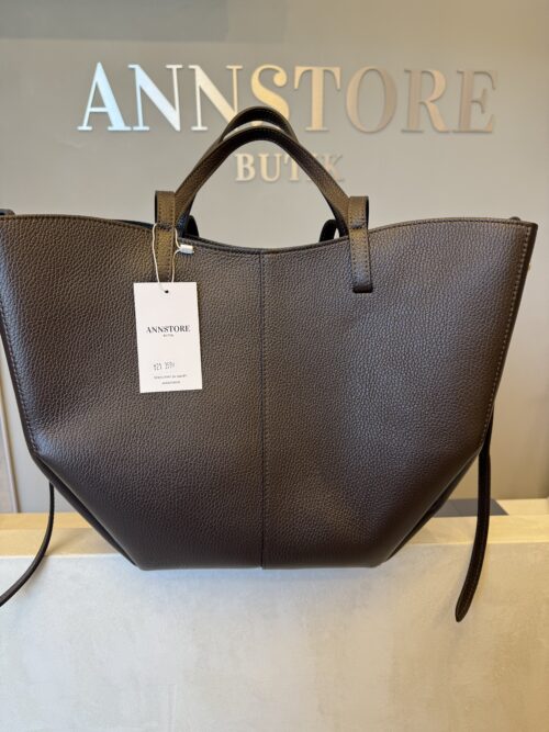 Torebka skórzana gorzka czekolada duża