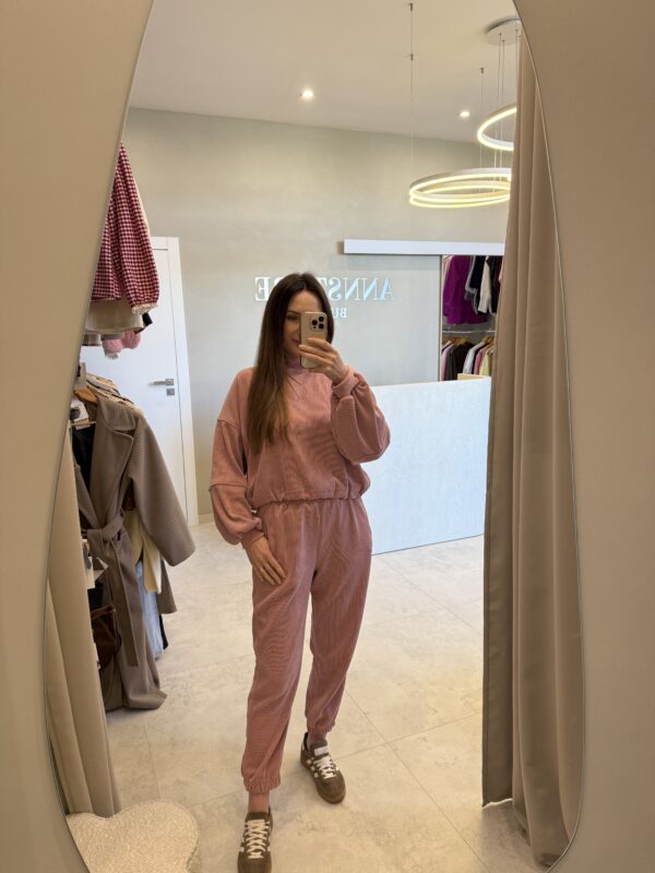 Komplet dresowy sztruksowy różowy