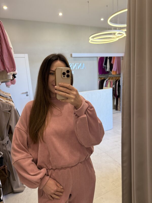 Komplet dresowy sztruksowy różowy