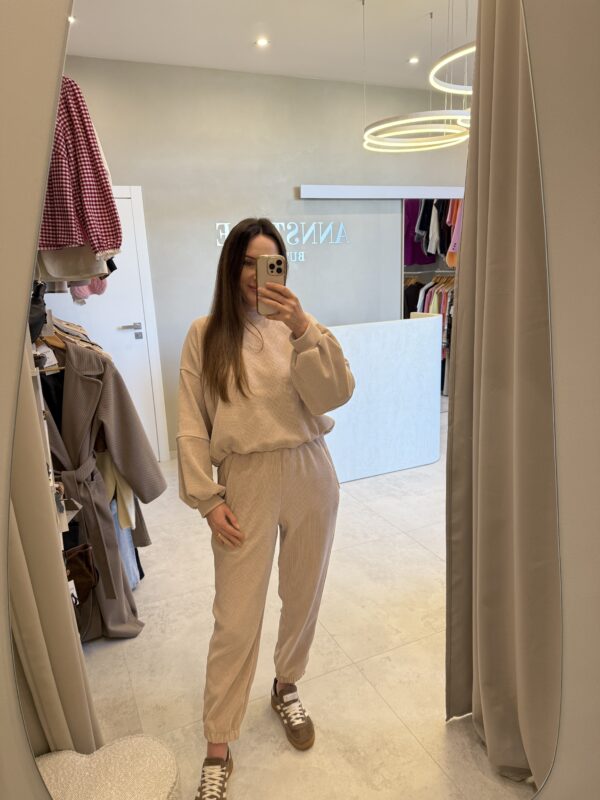 Komplet dresowy sztruksowy beżowy