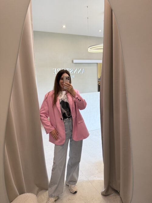 marynarka oversize sportowa różowa
