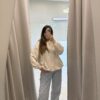 BLUZA Z KAPTUREM OVERSIZE BEŻ MELANŻ