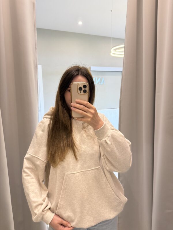 BLUZA Z KAPTUREM OVERSIZE BEŻ MELANŻ