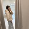 BLUZA Z KAPTUREM OVERSIZE BEŻ MELANŻ