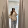 BLUZA Z KAPTUREM OVERSIZE BEŻ MELANŻ